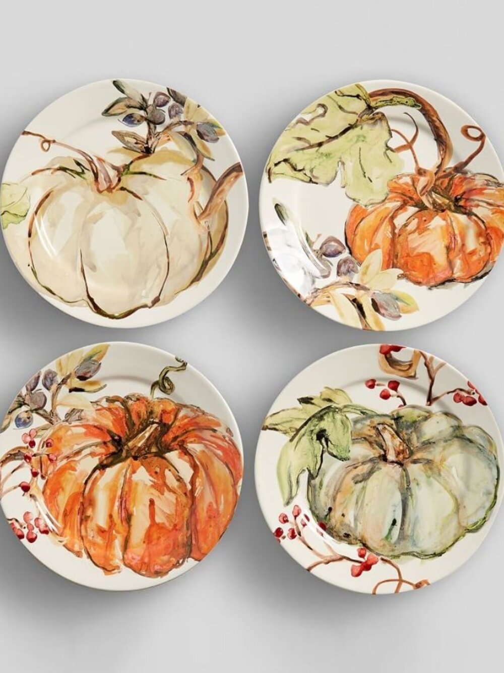 Pottery Barn Harvest Pumpkin Stoneware Appetizer Plates Set of 4 NEW
